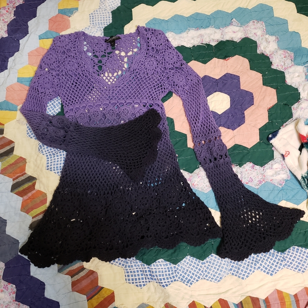 Purple Black Ombre Netted Dress